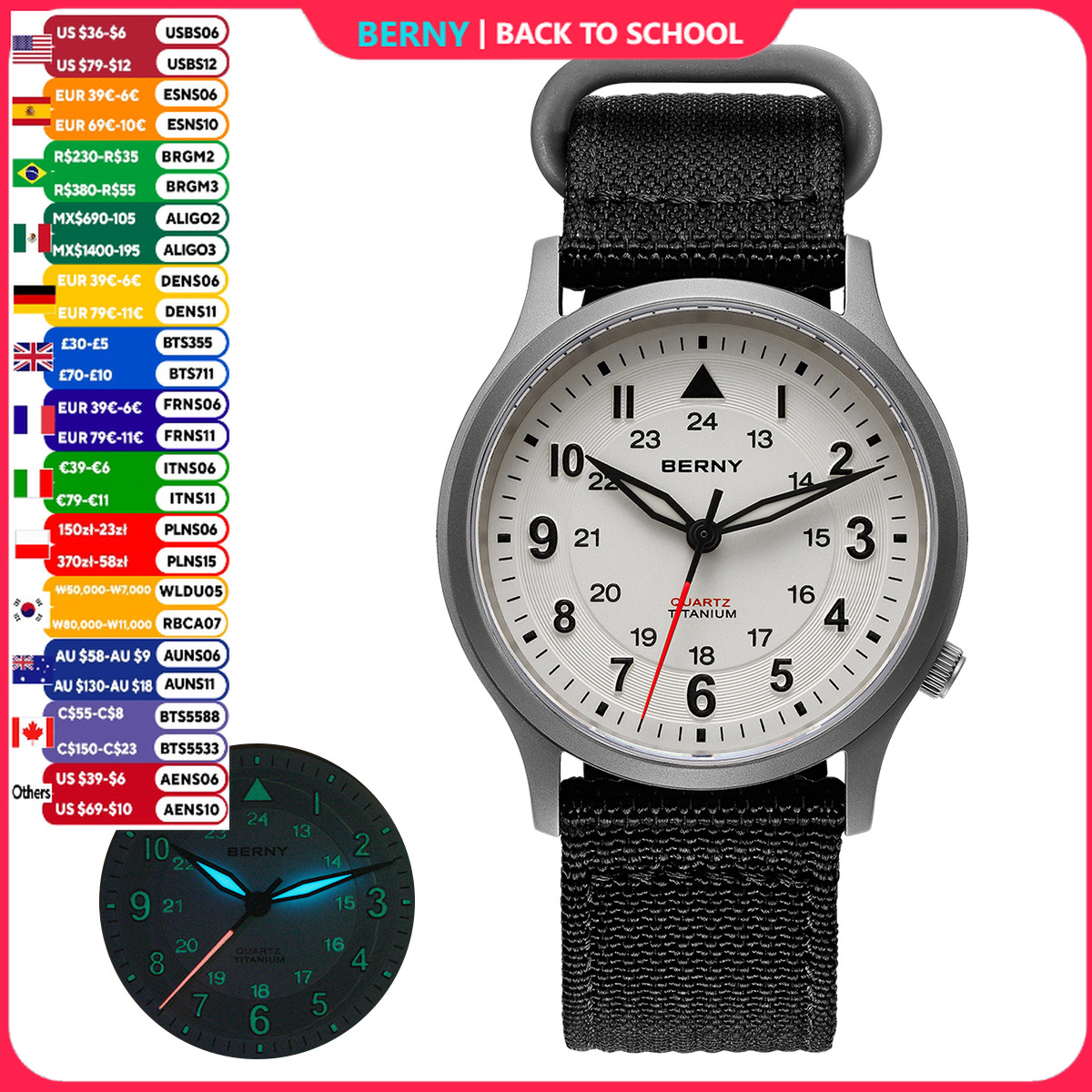 Titanium Sport Watch - Relógios de Titânio BERNY para Homens,