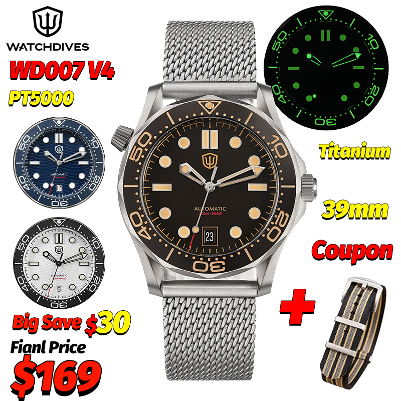 Titanium Sport Watch - Relógio Automático Watchdives Wd007 V4 39Mm