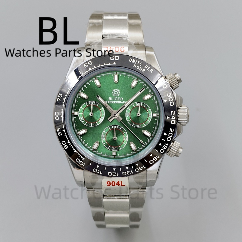 Luxury Watch Green Dial - Relógio Masculino BLIGER 39mm Luxuoso com