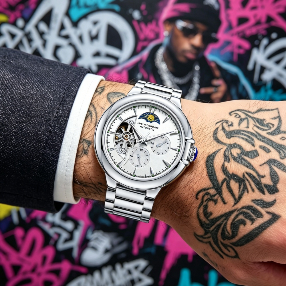 Luxury Watch Values - Relógio Masculino Mecânico Esqueleto Totalmente Automático,