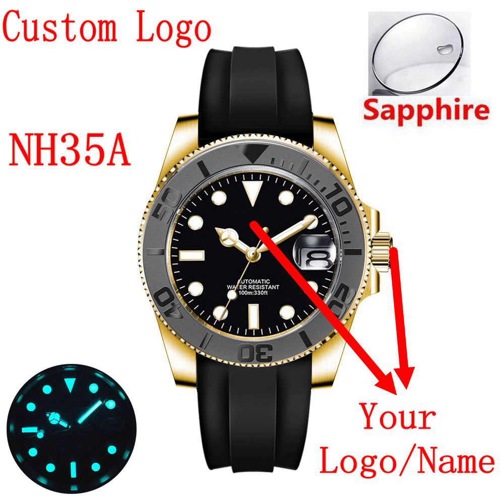 Luxury Watch Logo - Logotipo personalizado 40mluxo nh35/miyota relógio de
